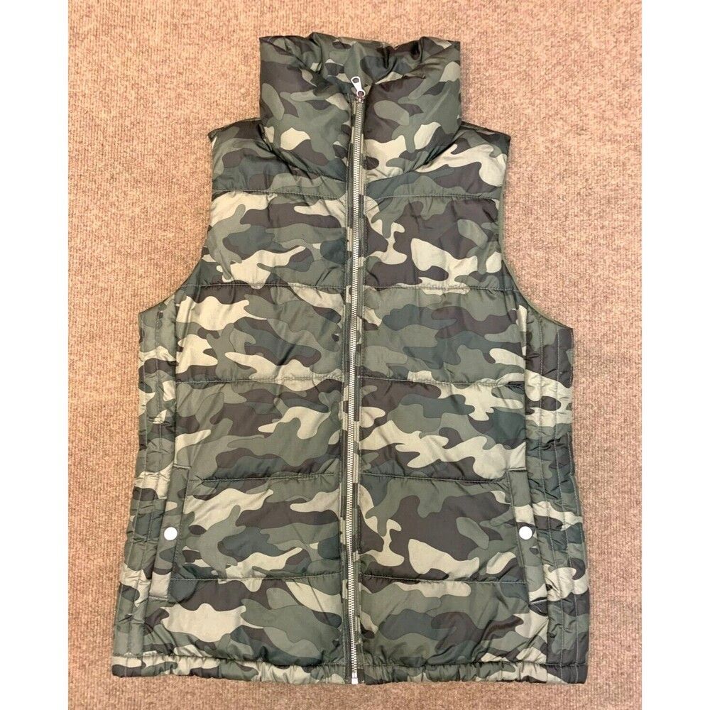 Old Navy Vest Womens S Puffer Camo Fleece Lined Water Resistant Full Zip Warm-Up